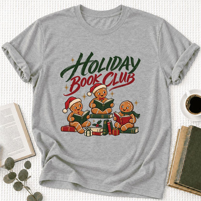Holiday Book Club Ultra-Soft Cotton T-Shirt | Christmas Reader Gift Athletic Heather