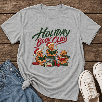 Holiday Book Club Ultra-Soft Cotton T-Shirt | Christmas Reader Gift Athletic Heather