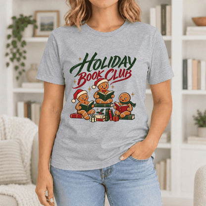 Holiday Book Club Ultra-Soft Cotton T-Shirt | Christmas Reader Gift Athletic Heather