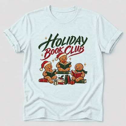 Holiday Book Club Ultra-Soft Cotton T-Shirt | Christmas Reader Gift Heather Ice Blue