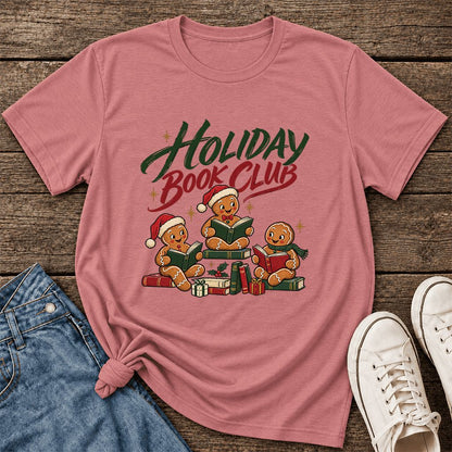 Holiday Book Club Ultra-Soft Cotton T-Shirt | Christmas Reader Gift Mauve