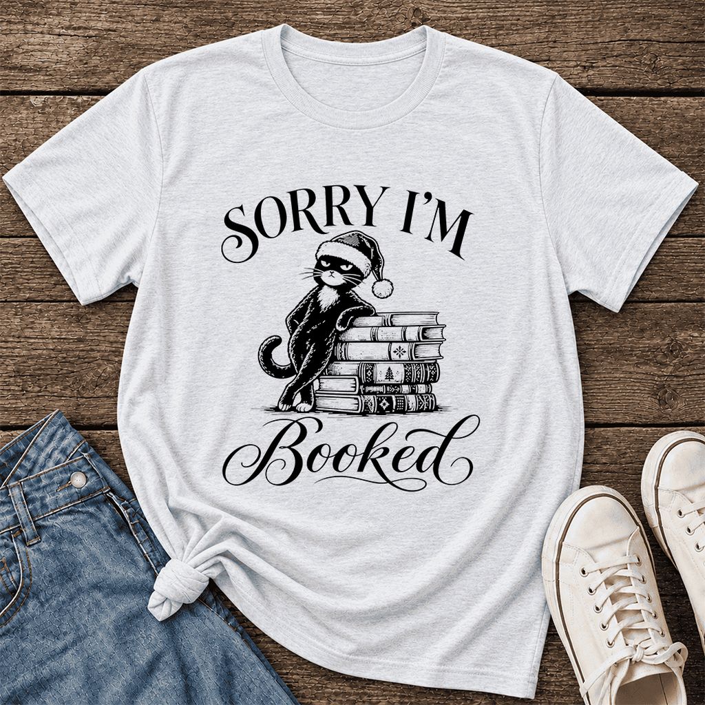 SORRY I'M Booked Ultra-Soft Cotton T-Shirt | Christmas Reader Gift Ash