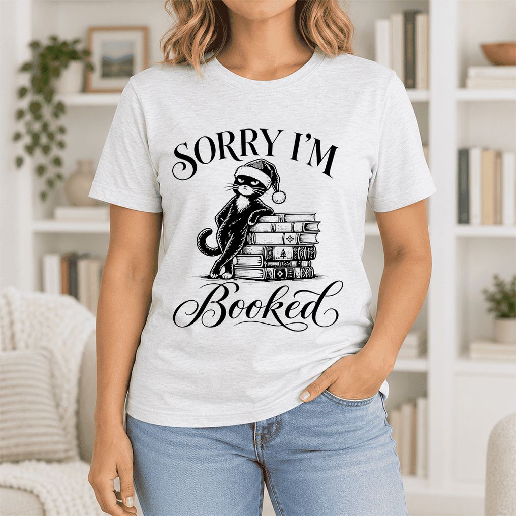 SORRY I'M Booked Ultra-Soft Cotton T-Shirt | Christmas Reader Gift Ash