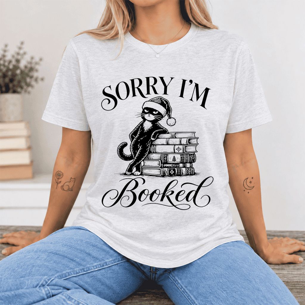 SORRY I'M Booked Ultra-Soft Cotton T-Shirt | Christmas Reader Gift Ash