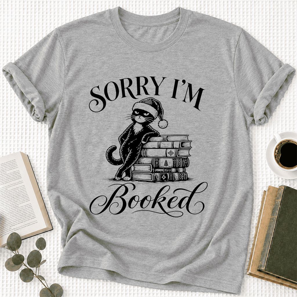 SORRY I'M Booked Ultra-Soft Cotton T-Shirt | Christmas Reader Gift Athletic Heather