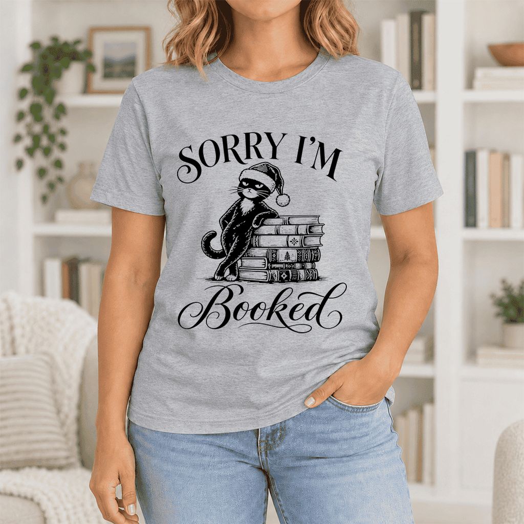 SORRY I'M Booked Ultra-Soft Cotton T-Shirt | Christmas Reader Gift Athletic Heather