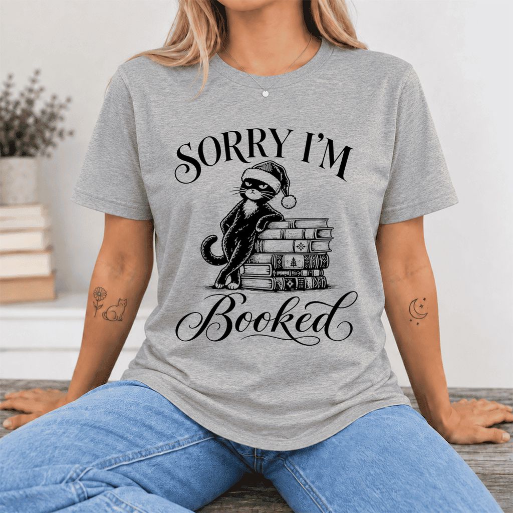 SORRY I'M Booked Ultra-Soft Cotton T-Shirt | Christmas Reader Gift Athletic Heather
