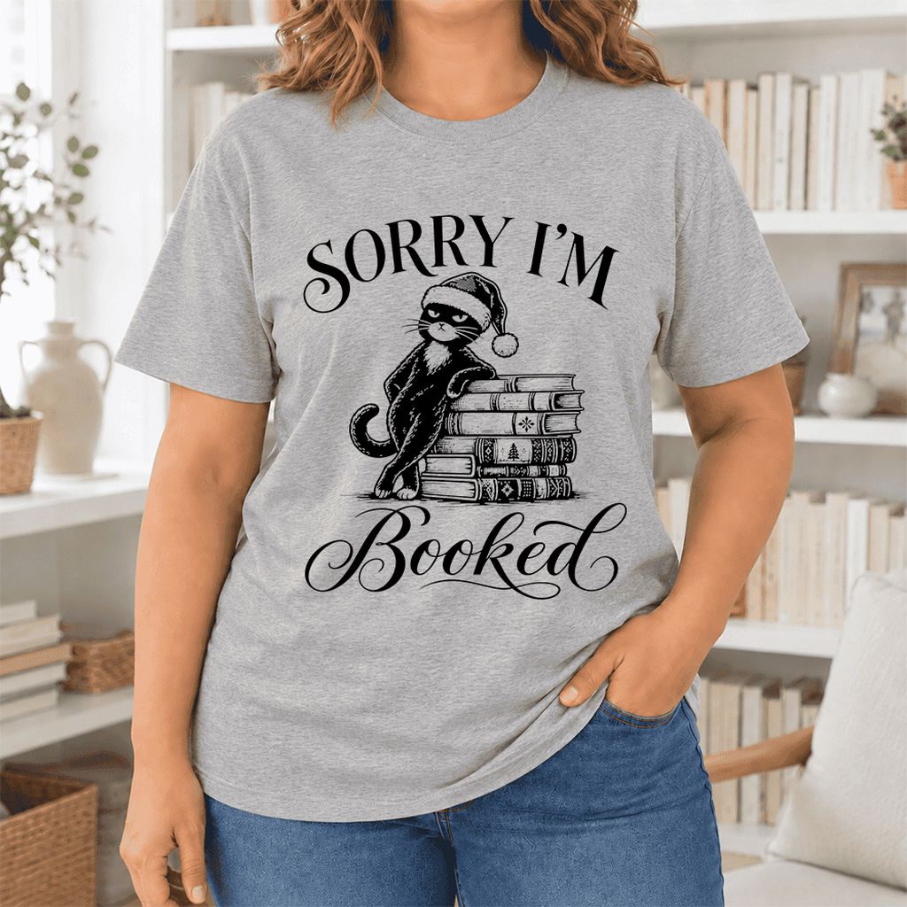 SORRY I'M Booked Ultra-Soft Cotton T-Shirt | Christmas Reader Gift Athletic Heather