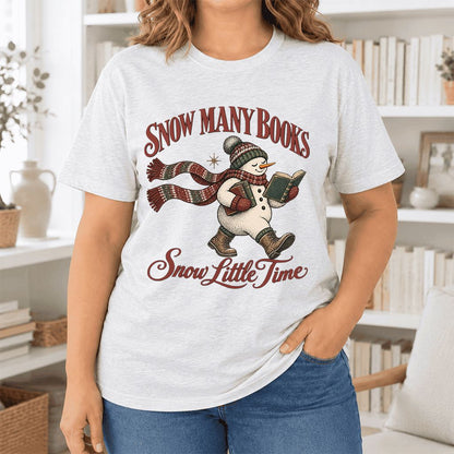 Snow Many Books Snow Little Time Ultra-Soft Cotton T-Shirt | Reader Gift Ash