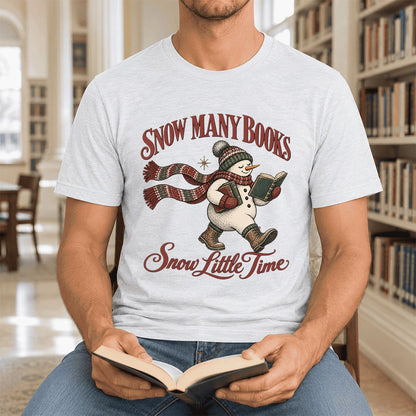Snow Many Books Snow Little Time Ultra-Soft Cotton T-Shirt | Reader Gift Ash