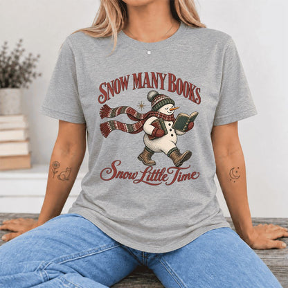 Snow Many Books Snow Little Time Ultra-Soft Cotton T-Shirt | Reader Gift Athletic Heather