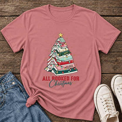 All Booked For Christmas Ultra-Soft Cotton T-Shirt | Christmas Reader Gift Mauve