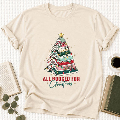 All Booked For Christmas Ultra-Soft Cotton T-Shirt | Christmas Reader Gift Natural