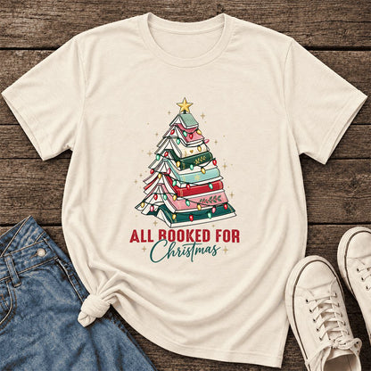 All Booked For Christmas Ultra-Soft Cotton T-Shirt | Christmas Reader Gift Natural