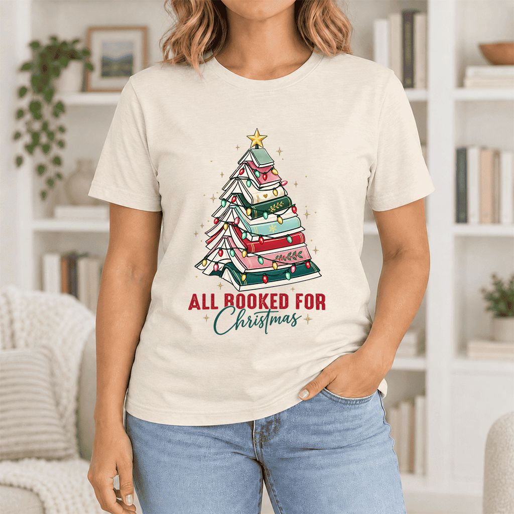 All Booked For Christmas Ultra-Soft Cotton T-Shirt | Christmas Reader Gift Natural