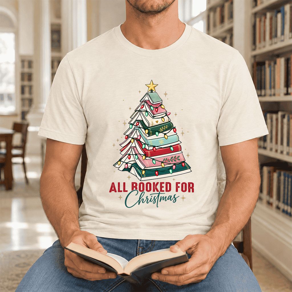 All Booked For Christmas Ultra-Soft Cotton T-Shirt | Christmas Reader Gift Natural