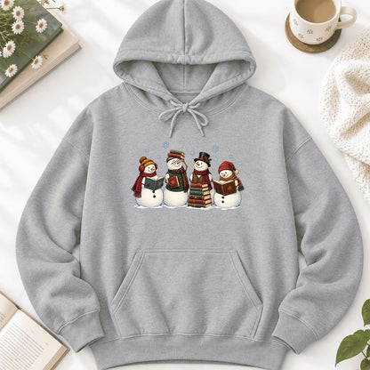 Four Snowmen Reading Softstyle Hoodie | Christmas Book Lover Gift Sport Grey