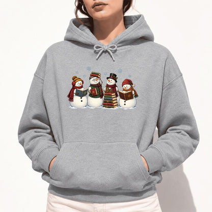 Four Snowmen Reading Softstyle Hoodie | Christmas Book Lover Gift Sport Grey