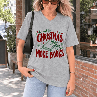 All I Want For Christmas Is More Books Ultra-Soft V-Neck | Reader Gift Athletic Heather