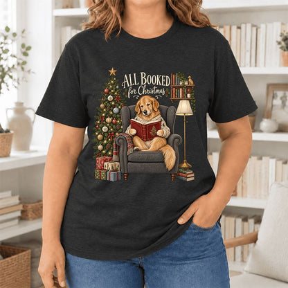 All Booked For Christmas Ultra-Soft Cotton T-Shirt | Christmas Reader Gift Black Heather