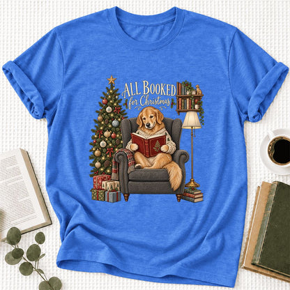 All Booked For Christmas Ultra-Soft Cotton T-Shirt | Christmas Reader Gift Heather True Royal