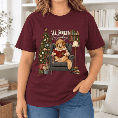 All Booked For Christmas Ultra-Soft Cotton T-Shirt | Christmas Reader Gift Maroon