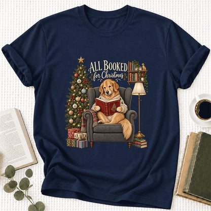All Booked For Christmas Ultra-Soft Cotton T-Shirt | Christmas Reader Gift Navy