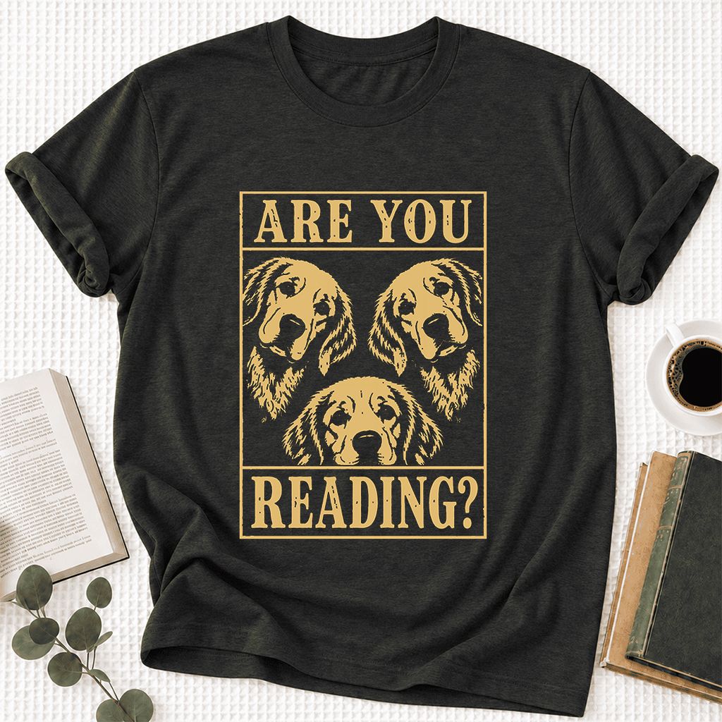Are You Reading Golden Retriever Ultra-Soft Cotton T-Shirt | Reader Gift Black Heather