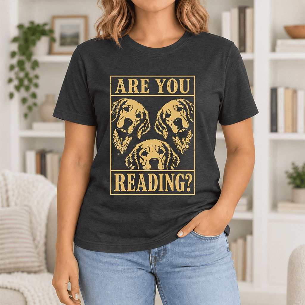 Are You Reading Golden Retriever Ultra-Soft Cotton T-Shirt | Reader Gift Black Heather