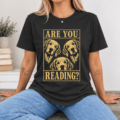 Are You Reading Golden Retriever Ultra-Soft Cotton T-Shirt | Reader Gift Black Heather