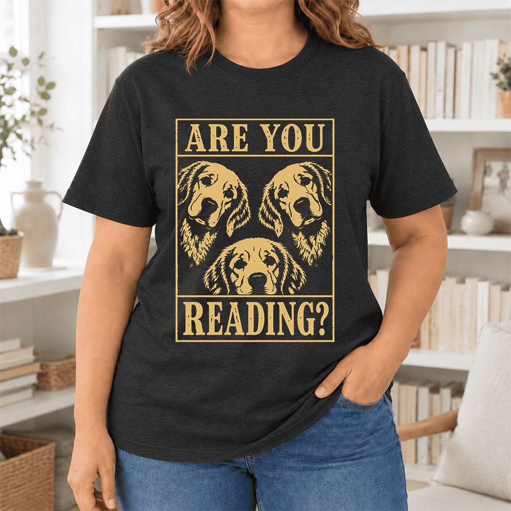 Are You Reading Golden Retriever Ultra-Soft Cotton T-Shirt | Reader Gift Black Heather
