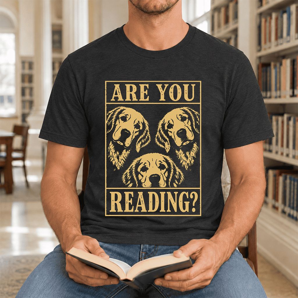 Are You Reading Golden Retriever Ultra-Soft Cotton T-Shirt | Reader Gift Black Heather