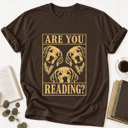 Are You Reading Golden Retriever Ultra-Soft Cotton T-Shirt | Reader Gift Brown