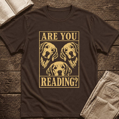Are You Reading Golden Retriever Ultra-Soft Cotton T-Shirt | Reader Gift Brown