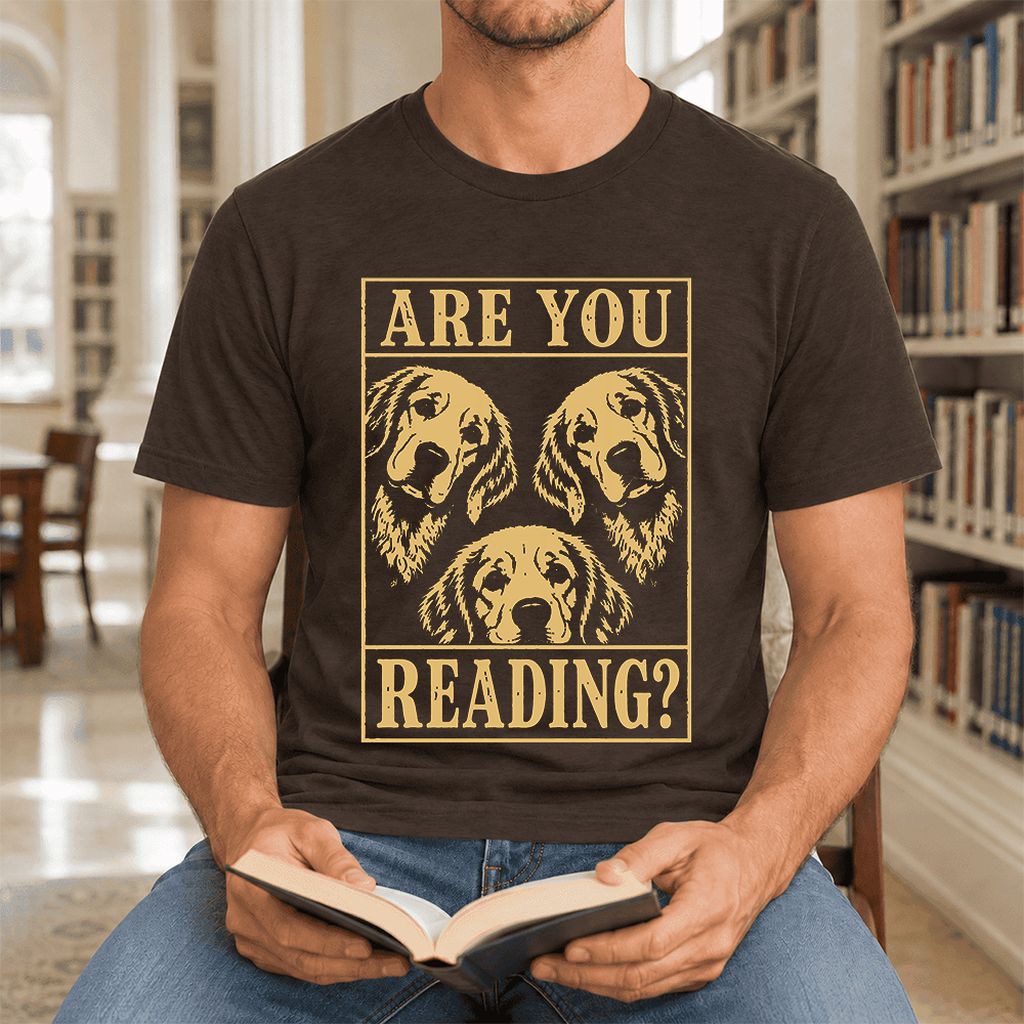 Are You Reading Golden Retriever Ultra-Soft Cotton T-Shirt | Reader Gift Brown