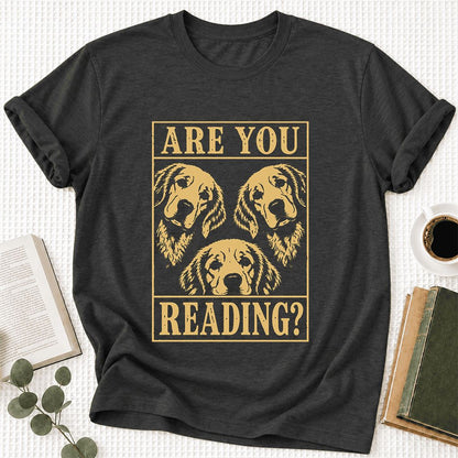 Are You Reading Golden Retriever Ultra-Soft Cotton T-Shirt | Reader Gift Dark Grey Heather