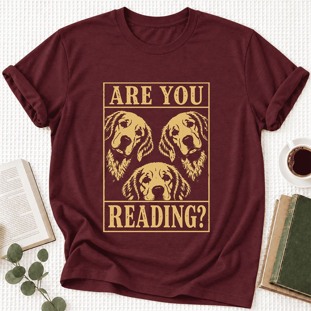 Are You Reading Golden Retriever Ultra-Soft Cotton T-Shirt | Reader Gift Maroon