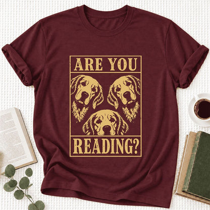 Are You Reading Golden Retriever Ultra-Soft Cotton T-Shirt | Reader Gift Maroon