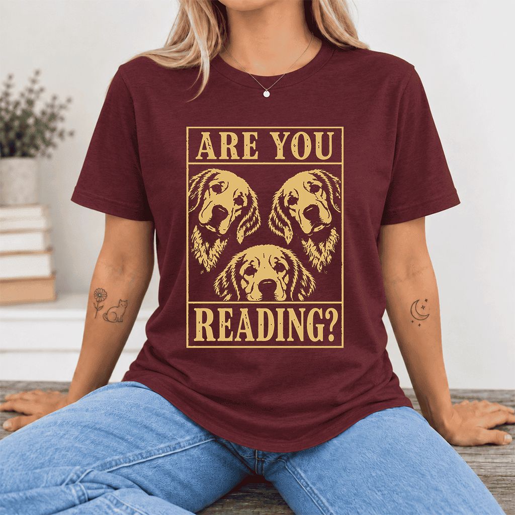 Are You Reading Golden Retriever Ultra-Soft Cotton T-Shirt | Reader Gift Maroon