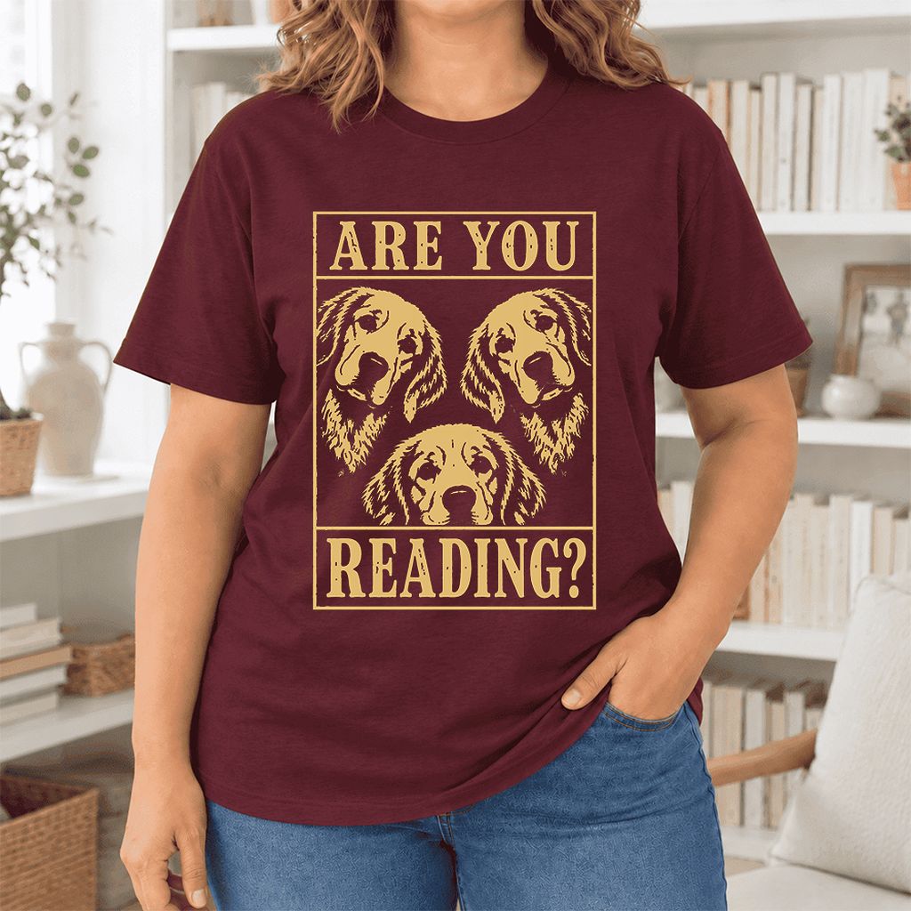 Are You Reading Golden Retriever Ultra-Soft Cotton T-Shirt | Reader Gift Maroon