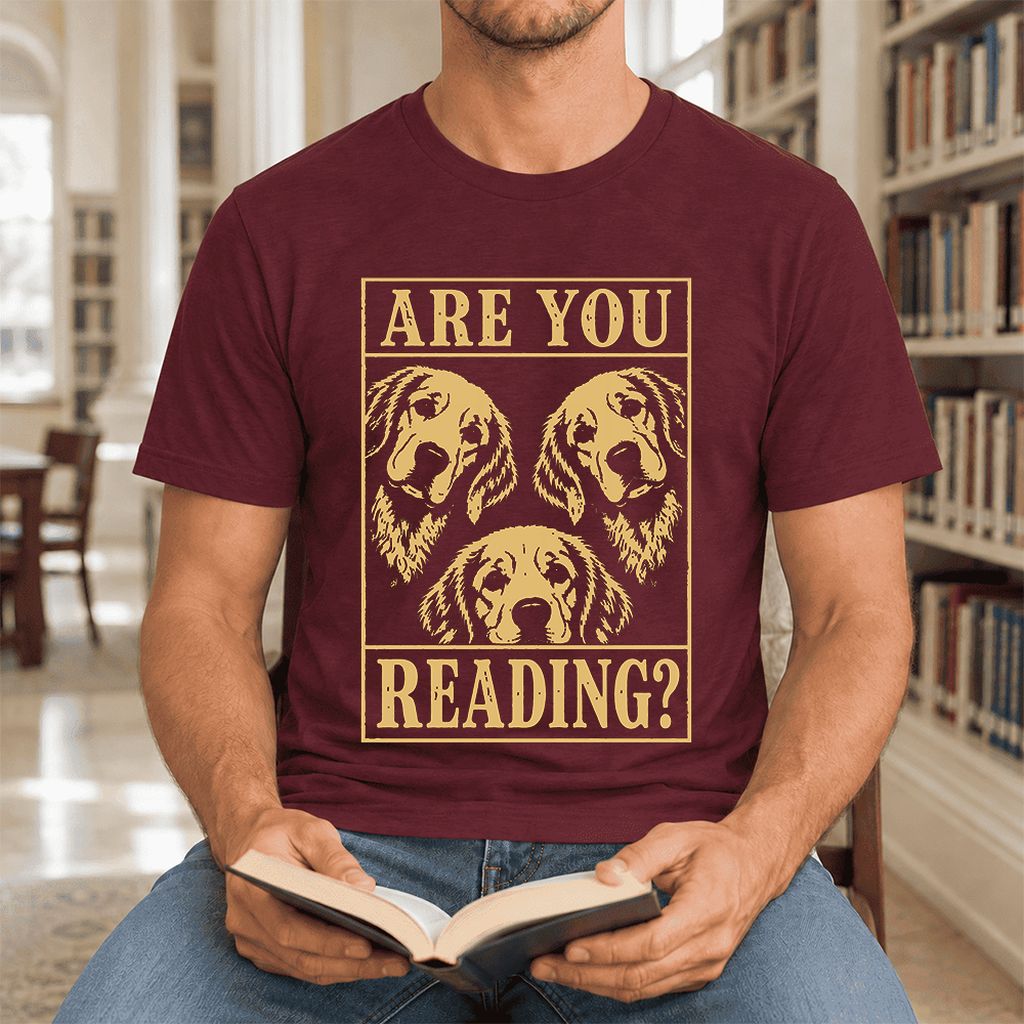 Are You Reading Golden Retriever Ultra-Soft Cotton T-Shirt | Reader Gift Maroon