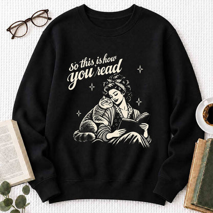 How You Read British Shorthair Printed Sweatshirt | Cat Lover Reader Gift Black
