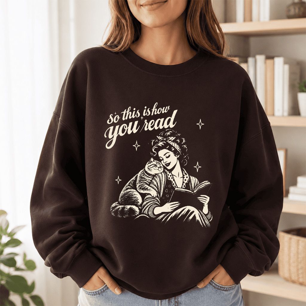 How You Read British Shorthair Printed Sweatshirt | Cat Lover Reader Gift Dark Chocolate