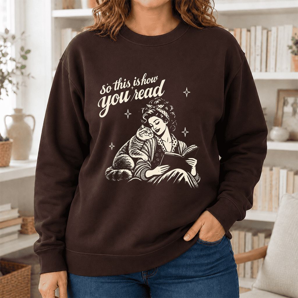 How You Read British Shorthair Printed Sweatshirt | Cat Lover Reader Gift Dark Chocolate
