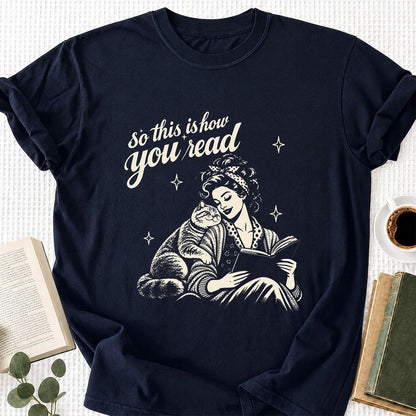 How You Read Printed British Shorthair T-Shirt | Cat Lover Reader Gift Navy