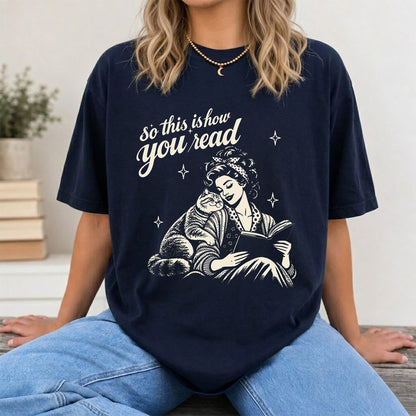 How You Read Printed British Shorthair T-Shirt | Cat Lover Reader Gift Navy