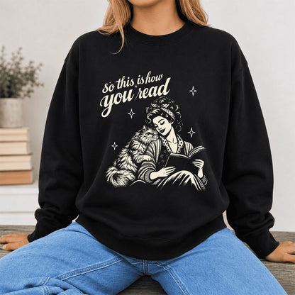 How You Read Printed Persian Sweatshirt | Cat Lover Reader Gift Black