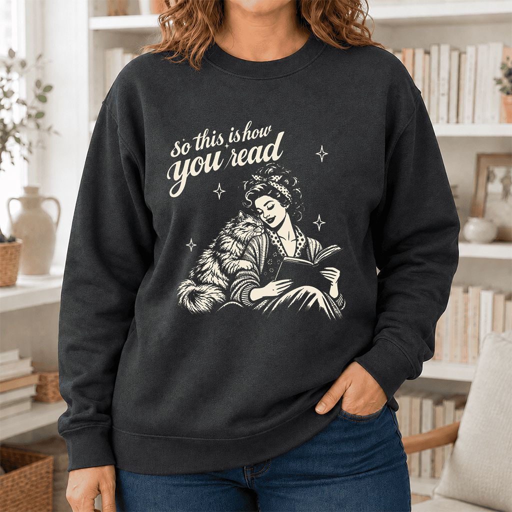 How You Read Printed Persian Sweatshirt | Cat Lover Reader Gift Dark Heather
