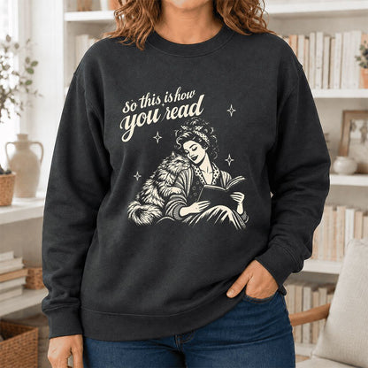 How You Read Printed Persian Sweatshirt | Cat Lover Reader Gift Dark Heather