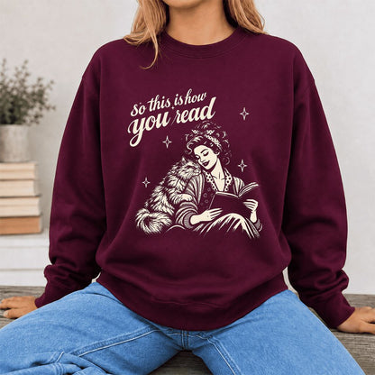 How You Read Printed Persian Sweatshirt | Cat Lover Reader Gift Maroon